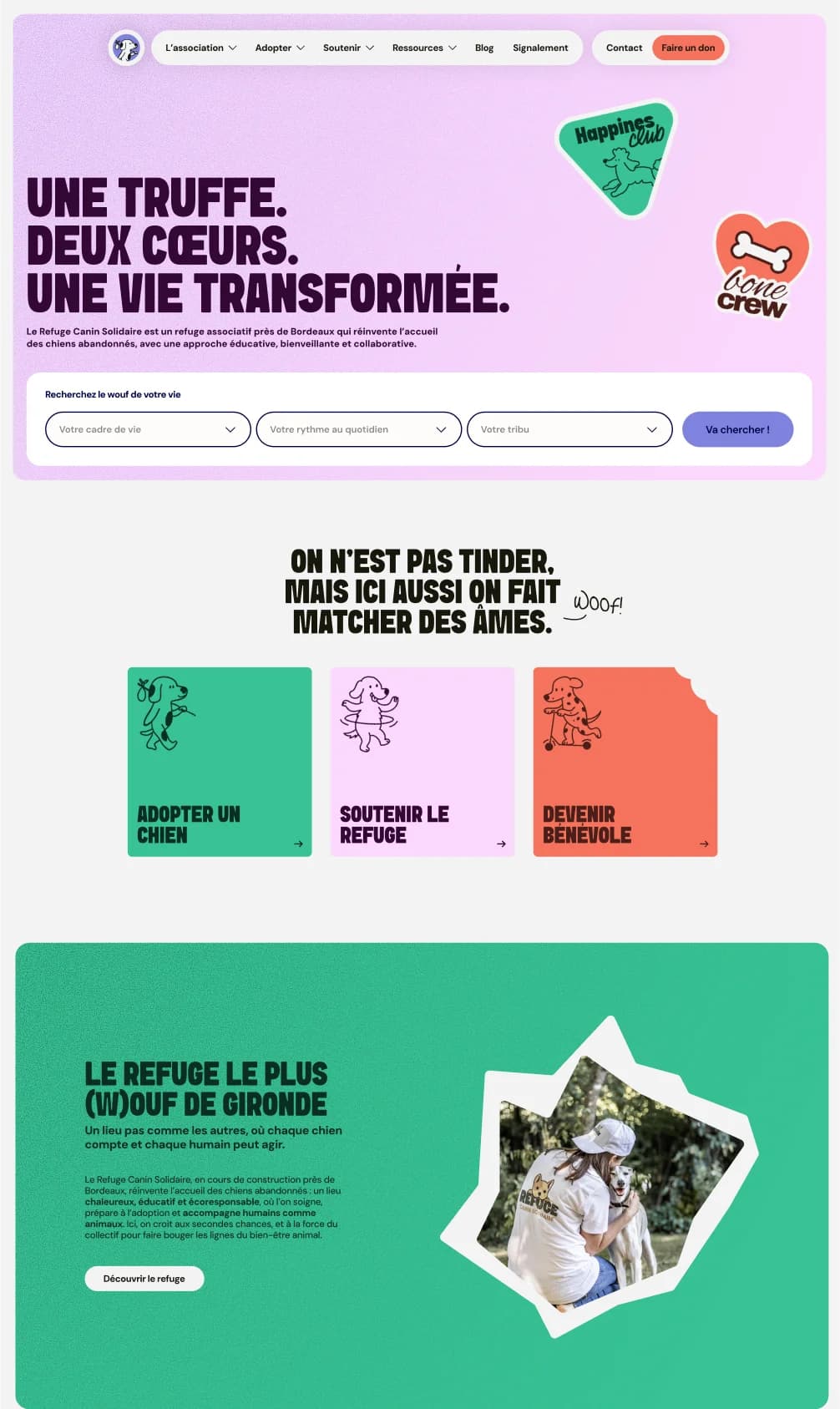 Refuge Canin Solidaire - page d’accueil du site